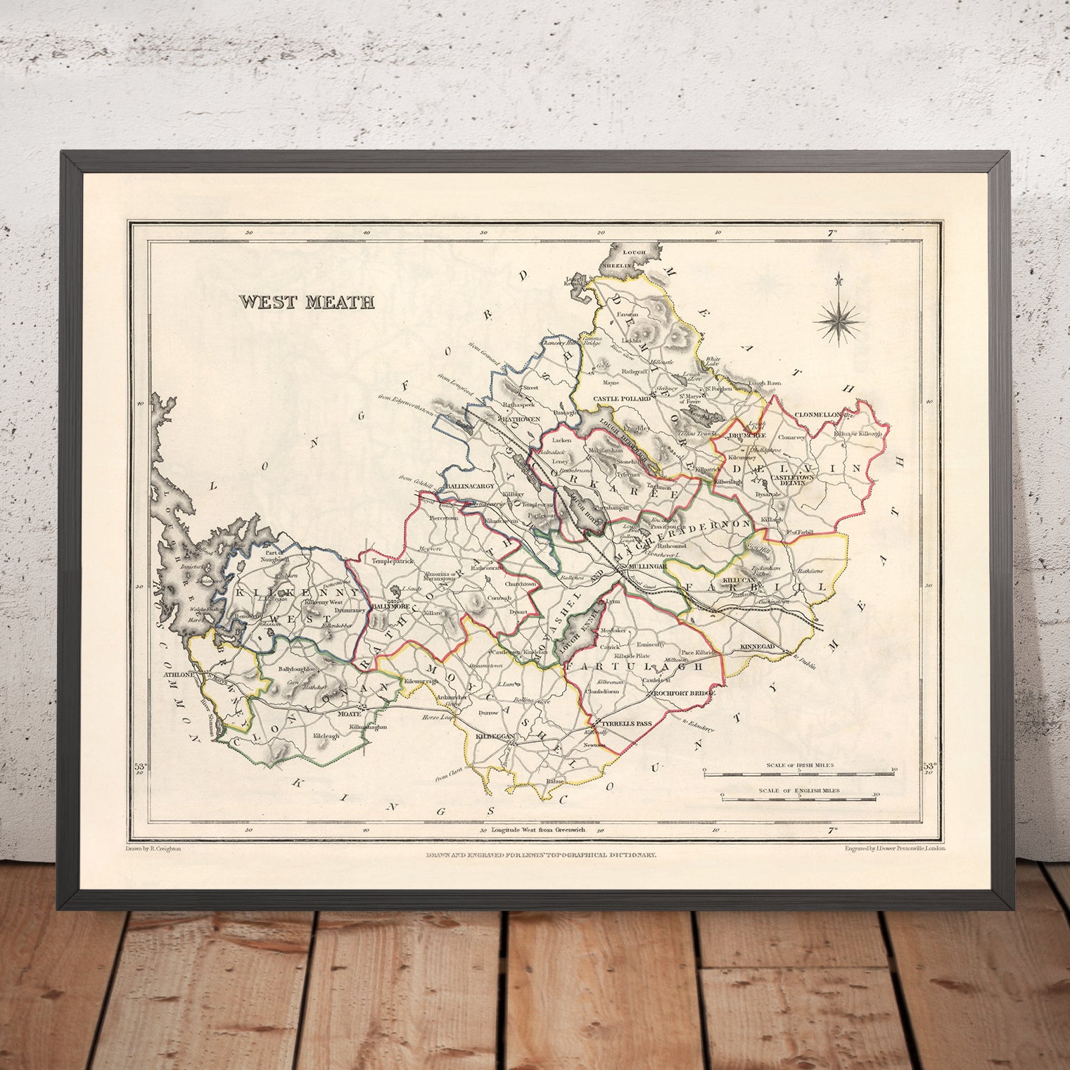 Old Map Of County Westmeath By Samuel Lewis 1844 Mullingar Athlone old-map-of-county-westmeath-by-samuel-lewis-1844-mullingar-athlone