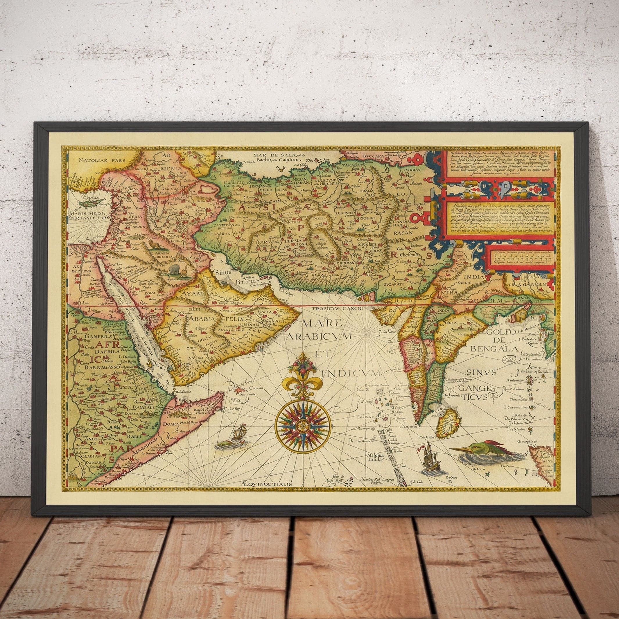 Old Map Of Middle East Asia 1596 By Linschoten India Iran Afgha old-map-of-middle-east-asia-1596-by-linschoten-india-iran-afgha