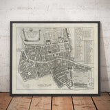 Ancienne carte de Londres St Giles en 1720 par John Strype et John Stow - Great Russell Street, Lincoln's Inn Fields, High Holborn, Drury Lane