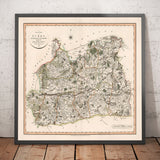 Alte Karte von Surrey im Jahr 1801 von John Cary - Guildford, Haslemere, Streatham, Reigate, Dorking 