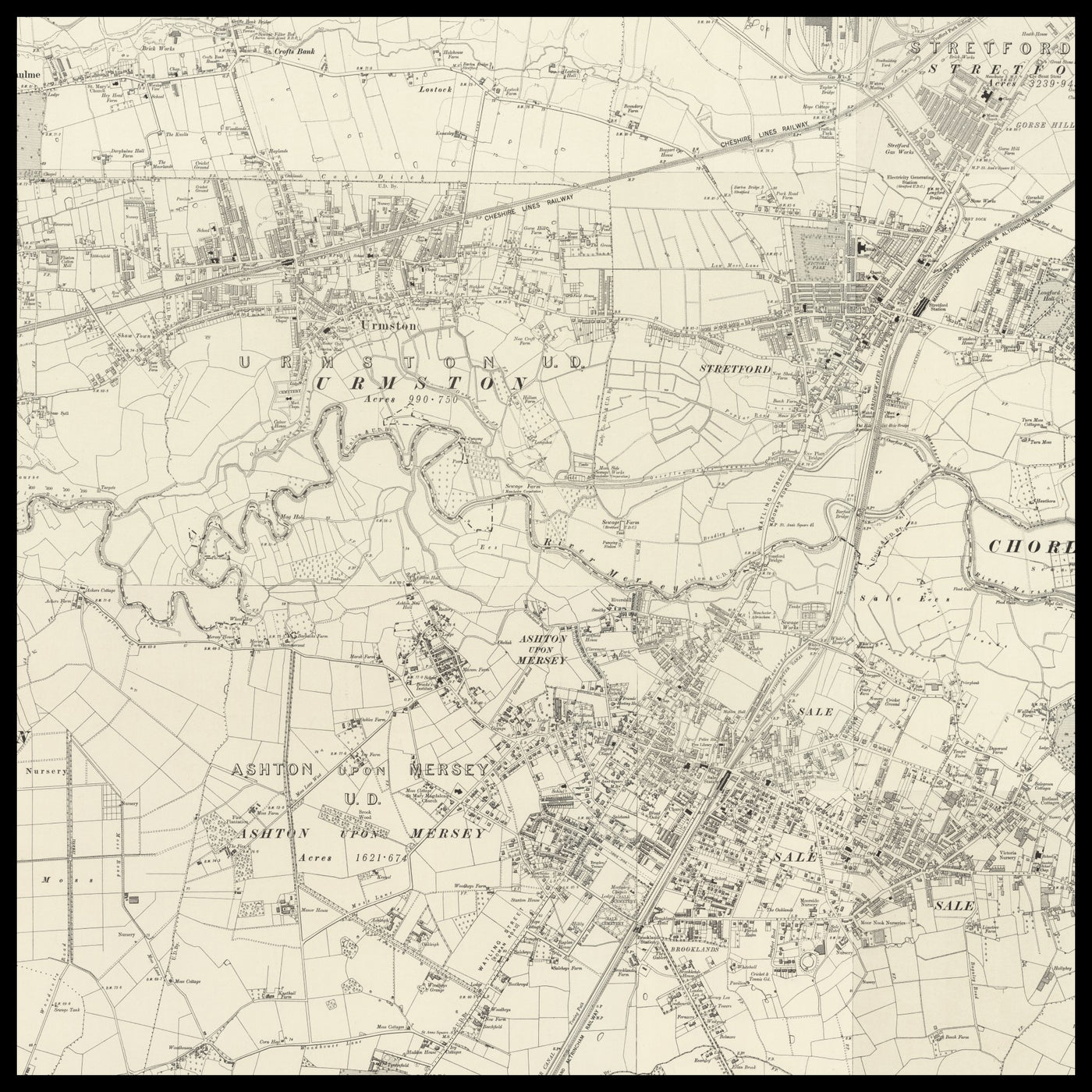 Personalised Old Map of Wythenshawe