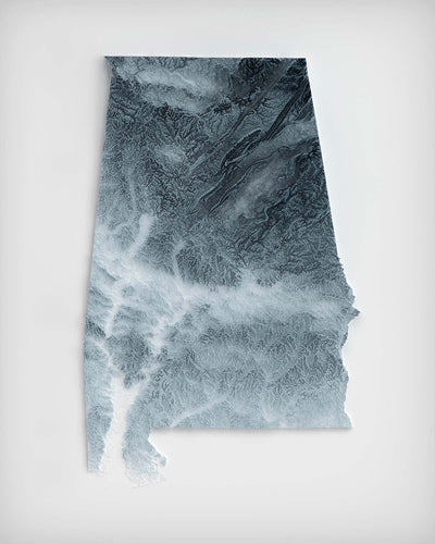 Carte topographique en relief 3D de l'Alabama 