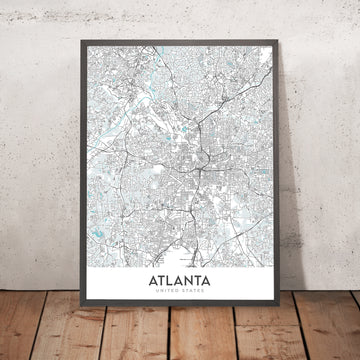 Modern City Map of Atlanta, GA: Inman Park, Midtown, Georgia Aquarium, I-20, I-75