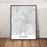 Moderne Stadtkarte von Atlanta, GA: Inman Park, Midtown, Georgia Aquarium, I-20, I-75 