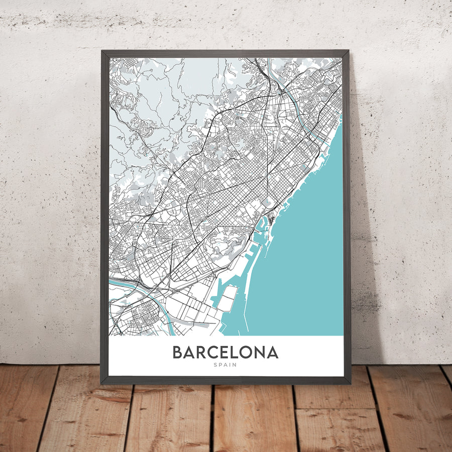 Mappa della città moderna di Barcellona, Spagna: Quartiere Gotico, El Born, Gracia, Sagrada Familia, Casa Batlló 