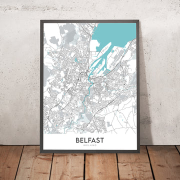 Moderne Stadtkarte von Belfast, NI: Titanic, Queen&