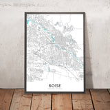 Modern City Map of Boise, ID: Downtown, Boise State University, Idaho State Capitol, Hyde Park, Boise River