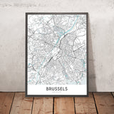 Moderne Stadtkarte von Brüssel, Belgien: Grand Place, Atomium, Königlicher Palast, Belgisches Parlament, Basilika des Heiligen Herzens 