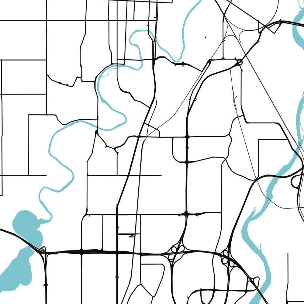 Plan de la ville moderne de Calgary, AB : centre-ville, tour de Calgary, parc de l'Île-du-Prince, sentier Crowchild, sentier Glenmore