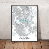 Moderne Stadtkarte von Canberra, Australien: Kriegsdenkmal, Nationalgalerie, Lake Burley Griffin, Civic, Parkes Way 