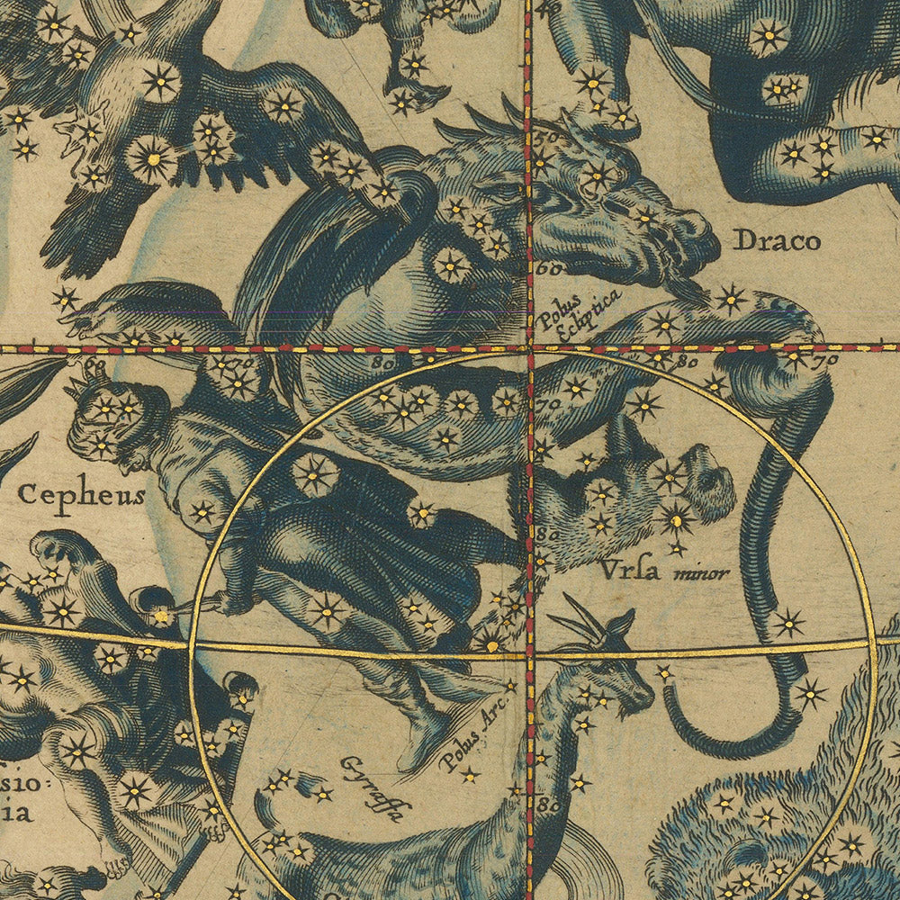 Celestial Chart of Northern Constellations by Andreas Cellarius, 1661