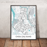 Modern City Map of Choa Chu Kang, Singapore: MRT Station, Lot One Mall, CCK Park, Warren Golf Club, Teck Whye Centre