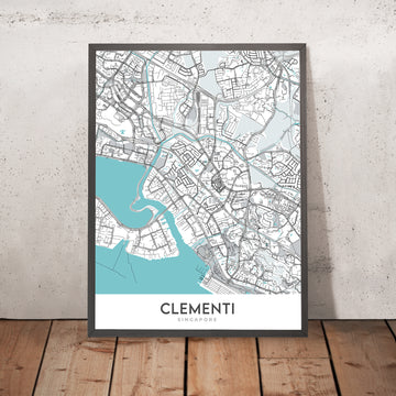 Mapa de la ciudad moderna de Clementi, Singapur: MRT, NUS, Parque West Coast, Clementi Mall, AYE 