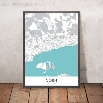Moderne Stadtkarte von Cobh, Irland: Cobh-Kathedrale, Cork Harbour, Great Island, Spike Island, Titanic-Erlebnis Cobh 