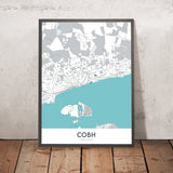 Mapa moderno de la ciudad de Cobh, Irlanda: Catedral de Cobh, Puerto de Cork, Gran Isla, Isla Spike, Experiencia Titanic Cobh 