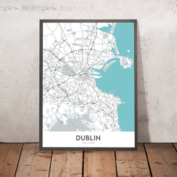 Moderne Stadtkarte von Dublin, Irland: Aviva Stadion, Christ Church Kathedrale, Croke Park, Guinness Storehouse, Phoenix Park 