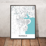Mapa moderno de la ciudad de Dundalk, Irlanda: Estadio de Dundalk, Catedral de San Patricio, N1, N52, R173