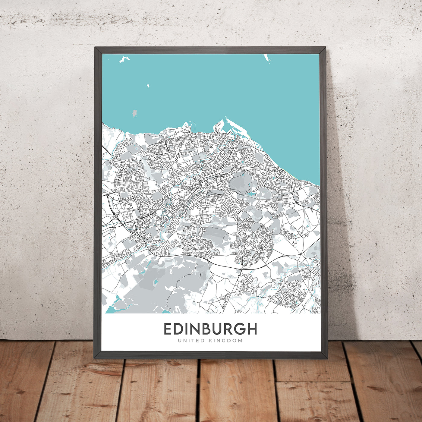 Moderner Stadtplan von Edinburgh, Großbritannien: Altstadt, Neustadt, Edinburgh Castle, Royal Botanic Garden, M8