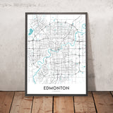 Plan de la ville moderne d'Edmonton, Canada : centre-ville, Université de l'Alberta, centre commercial West Edmonton, avenue Whyte, avenue Jasper