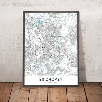 Mappa della città moderna di Eindhoven, Paesi Bassi: Centrum, Philips Stadion, A2, A67, Tongelre 