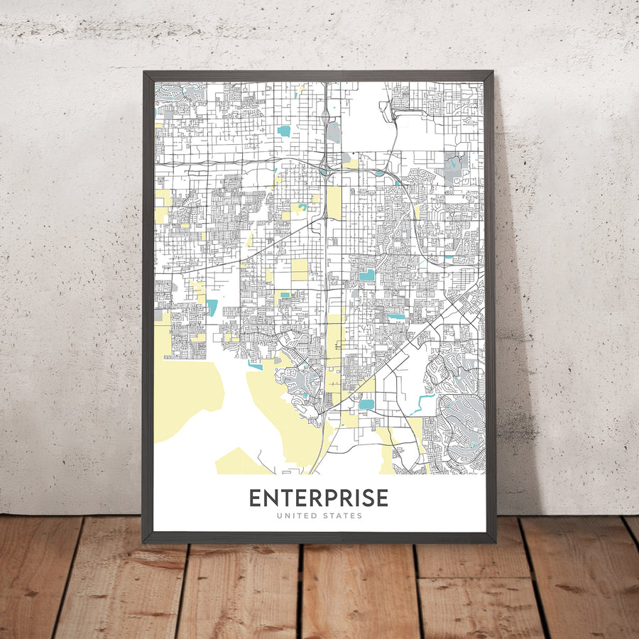 Modern City Map of Enterprise, NV: Downtown, Enterprise High School, US-95, NV-169, NV-317