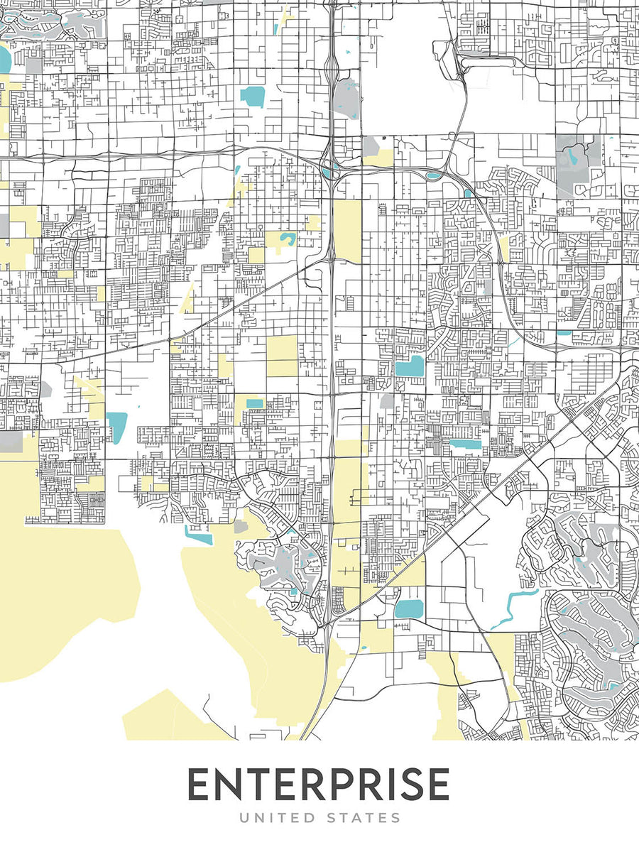 Modern City Map of Enterprise, NV: Downtown, Enterprise High School, US-95, NV-169, NV-317