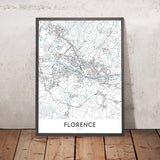 Plan de la ville moderne de Florence, Italie : Duomo, Uffizi, Ponte Vecchio, Santa Croce, Oltrarno