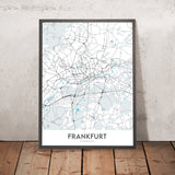 Moderne Stadtkarte von Frankfurt, Deutschland: Bahnhofsviertel, Commerzbank Tower, Frankfurter Dom, Main, Sachsenhausen 