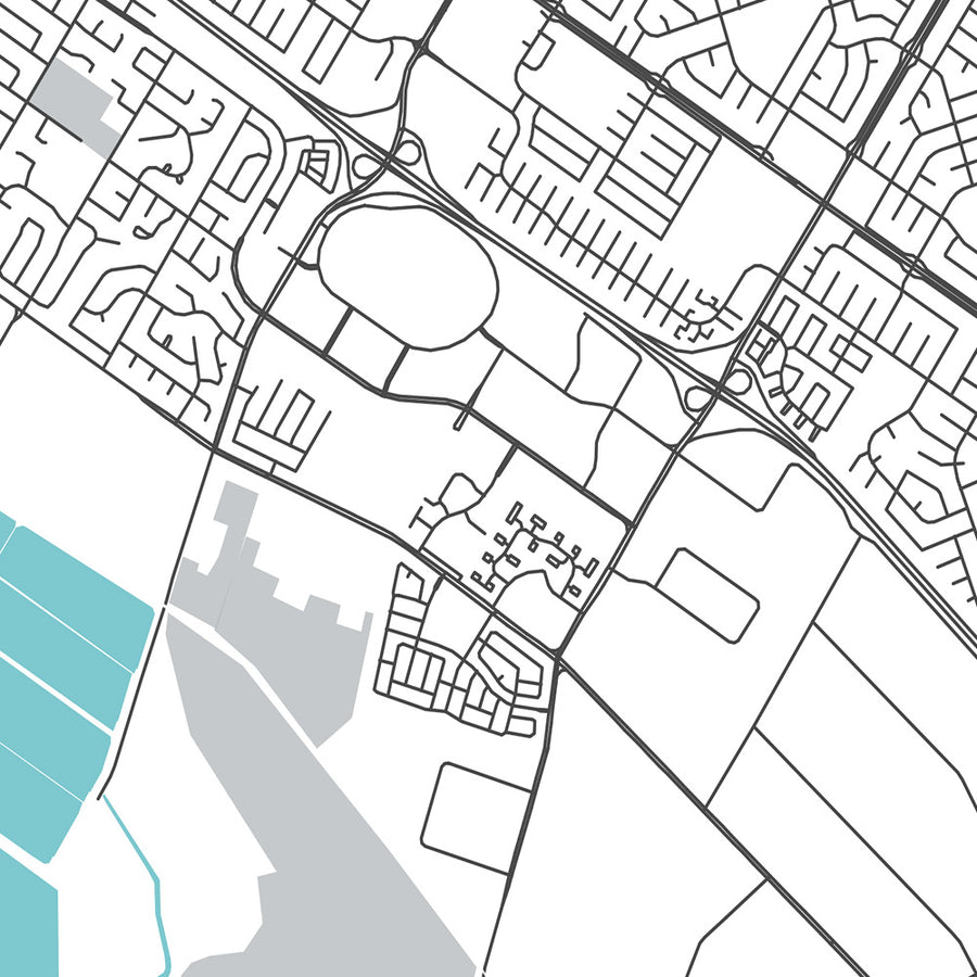 Mappa della città moderna di Fremont, CA: Ardenwood, Mission San Jose, Ferrovia Niles Canyon, Fabbrica Tesla, Warm Springs 