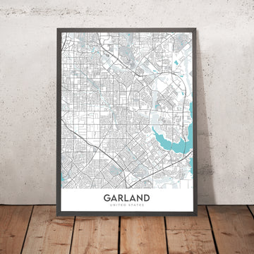 Modern City Map of Garland, TX: Buckingham, Duck Creek, Firewheel, Granville Arts District, Lake Highlands
