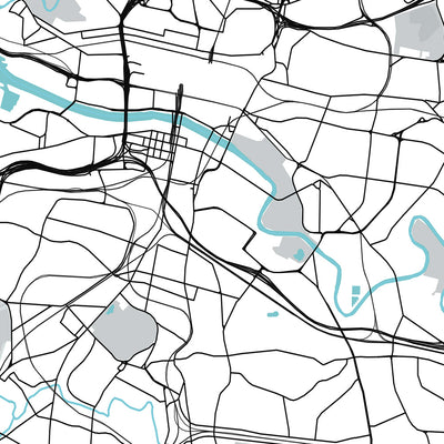 Plan de la ville moderne de Glasgow, Royaume-Uni : Cathédrale, Université, Nécropole, Vert, Centre scientifique