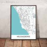Moderne Stadtkarte von Helsingborg, Schweden: Zentrum, Ramlösa, Schloss Helsingborg, Schloss Sofiero, E4 