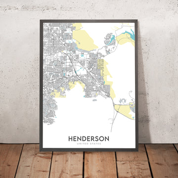 Modern City Map of Henderson, NV: Anthem, Boulder City, Green Valley, Lake Las Vegas, Sunset Rd