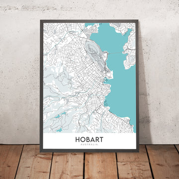 Mappa della città moderna di Hobart, Australia: Sandy Bay, Battery Point, Cattedrale di St. David, Museo della Tasmania, Cenotafio di Hobart 