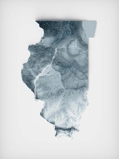 Illinois Topographic 3D Relief Map