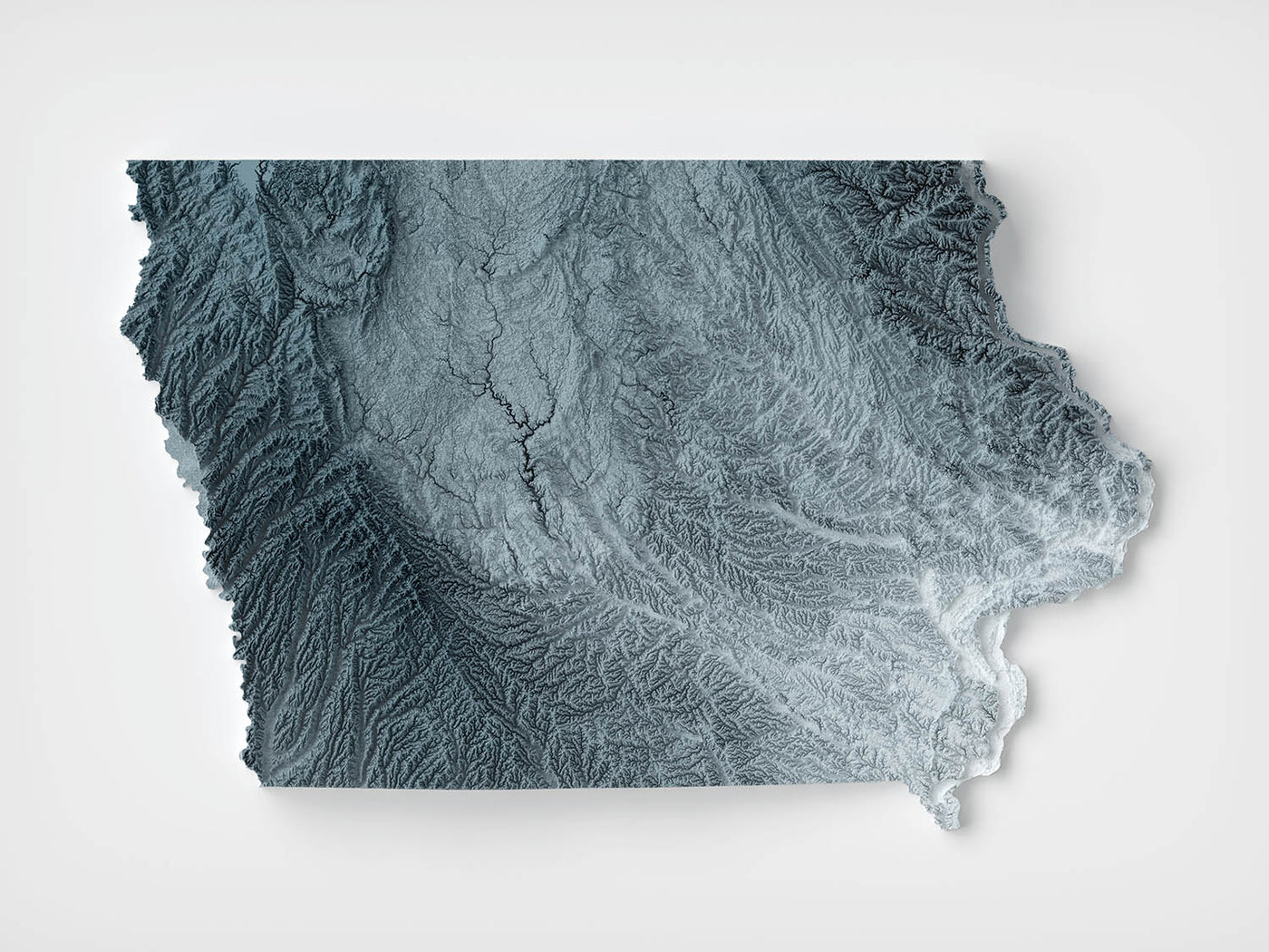 Mapa de Relieve Topográfico 3D de Iowa 