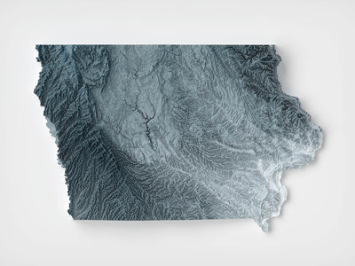 Mapa de Relieve Topográfico 3D de Iowa 