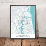 Plan de la ville moderne de Jacksonville, Floride : Riverside, Springfield, San Marco, I-95, I-295