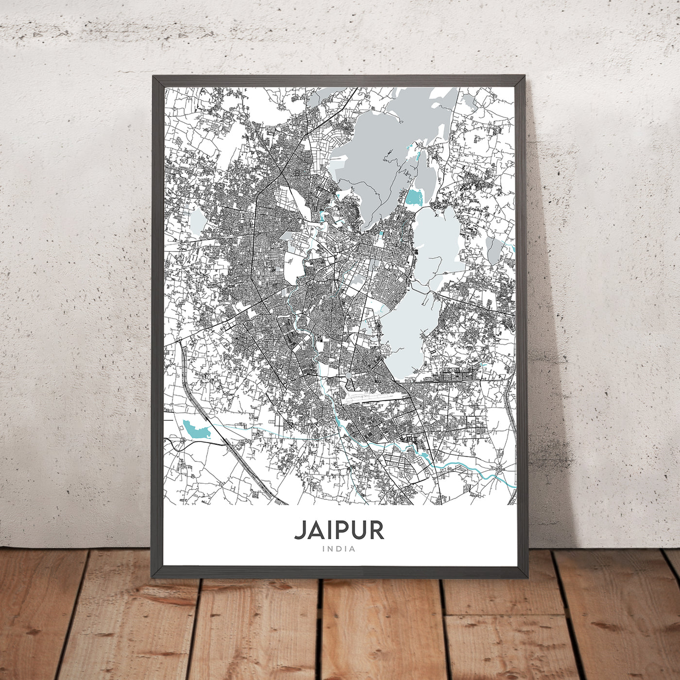 Mapa moderno de la ciudad de Jaipur, Rajasthan: Ciudad Rosa, Hawa Mahal, MI Road, JLN Marg, Palacio de la Ciudad
