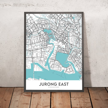 Moderne Stadtkarte von Jurong East, Singapur: JCube, IMM, Chinesischer Garten, Jurong Lake Gardens, Ng Teng Fong Krankenhaus 