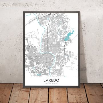 Modern City Map of Laredo, TX: Chacon, Hillside, Mines Rd, Loop 20, Fort McIntosh