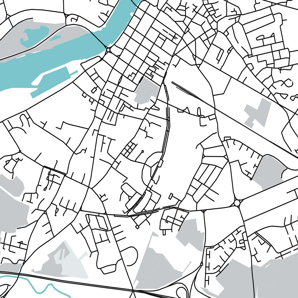 Mapa moderno de la ciudad de Limerick, Irlanda: Castillo del Rey Juan, Parque Thomond, Universidad de Limerick, N18, N21