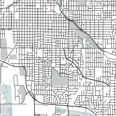 Mapa moderno de la ciudad de Lincoln, NE: Universidad de Nebraska, Sunken Gardens, Haymarket Park, Interestatal 80, Interestatal 180