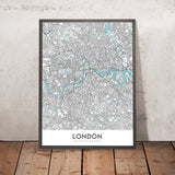 Modern City Map of London, UK: Westminster, Buckingham Palace, Tower of London, River Thames, St. Paul's Cathedral