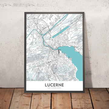 Mappa della città moderna di Lucerna, Svizzera: Altstadt, Ponte della Cappella, Chiesa Gesuita, Museo Svizzero dei Trasporti, Bundesstrasse 2 
