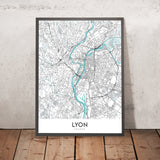 Mapa moderno de la ciudad de Lyon, Francia: Croix-Rousse, Notre-Dame, Parc de la Tête d'Or, Presqu'île, Vieux Lyon