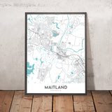Mapa moderno de la ciudad de Maitland, Nueva Gales del Sur: Maitland Gaol, Maitland Museum, Maitland Town Hall, New England Hwy, Pacific Hwy