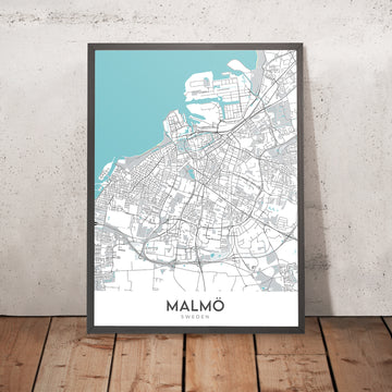 Mappa della città moderna di Malmö, Svezia: Västra Innerstaden, Östra Innerstaden, Möllevången, Gamla Staden, E20 