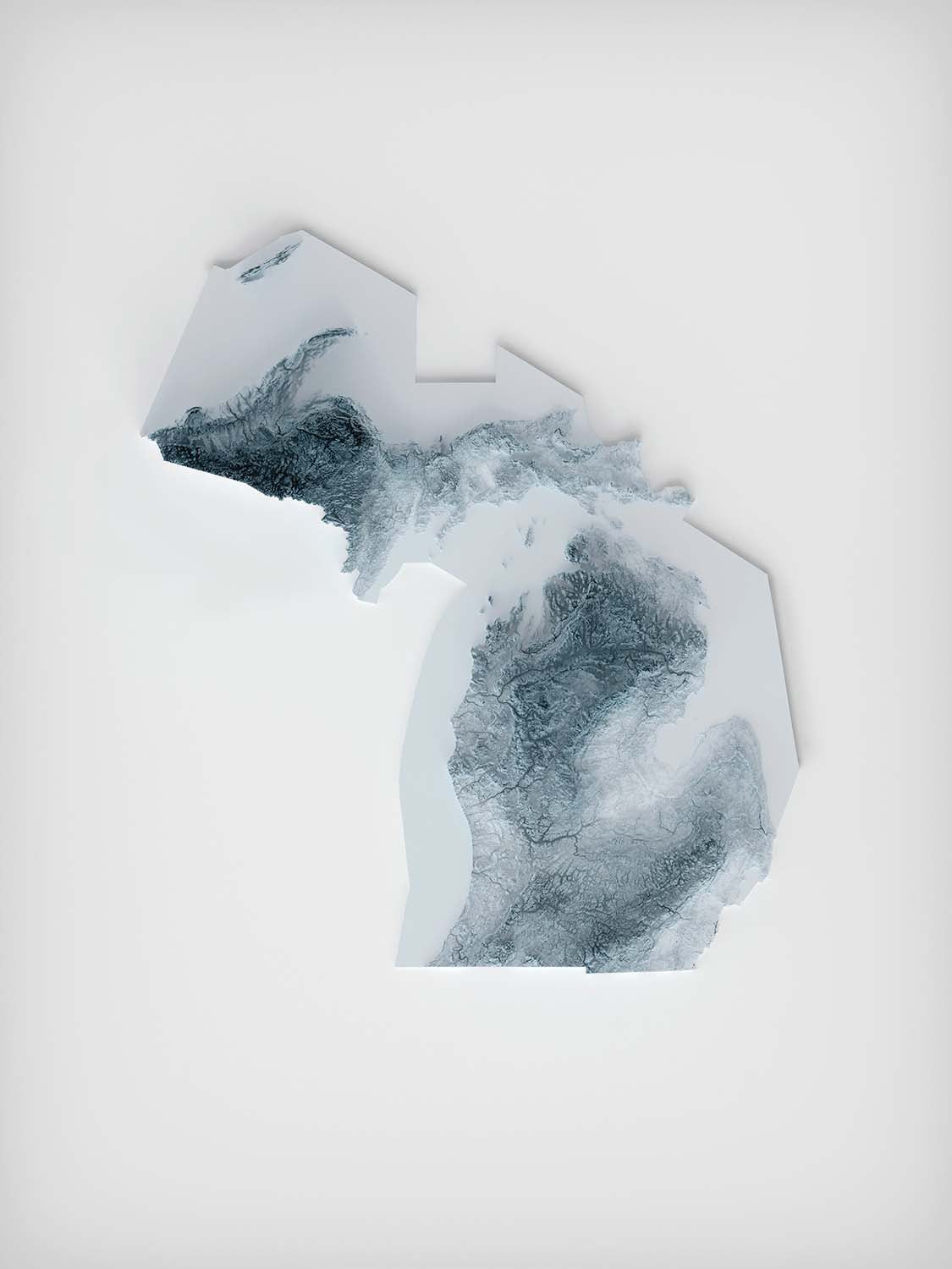 Michigan Topographische 3D-Reliefkarte 