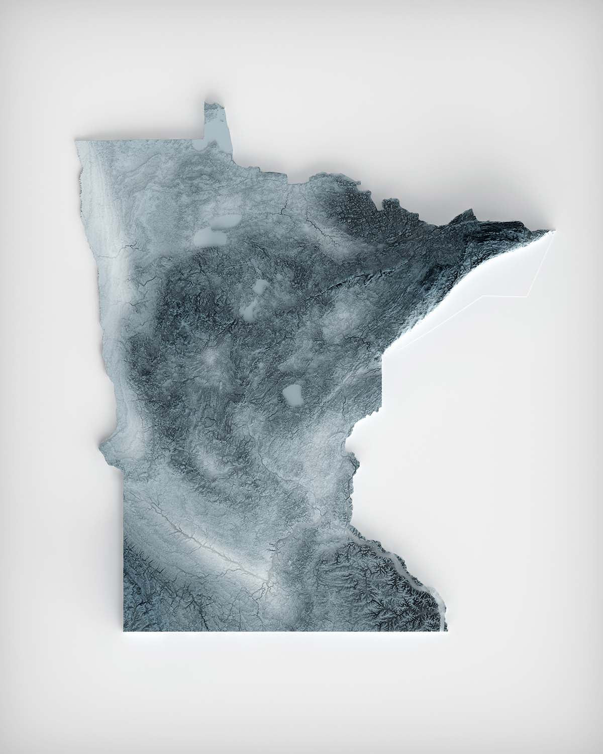 Carte topographique 3D en relief du Minnesota 